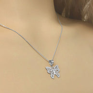 Filigree Butterfly Pendant Necklace in Sterling Silver