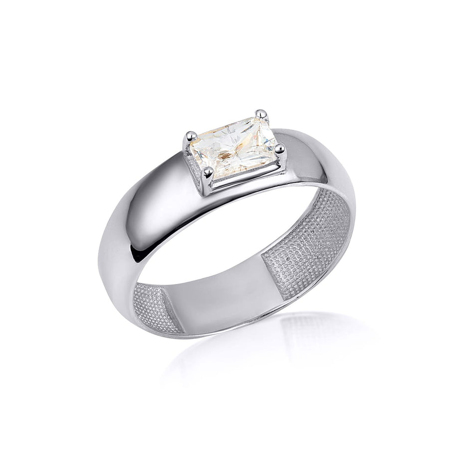 .925 Sterling Silver Radiant Cut Birthstone Ring