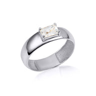 .925 Sterling Silver Radiant Cut Birthstone Ring