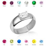 .925 Sterling Silver Radiant Cut Birthstone Ring