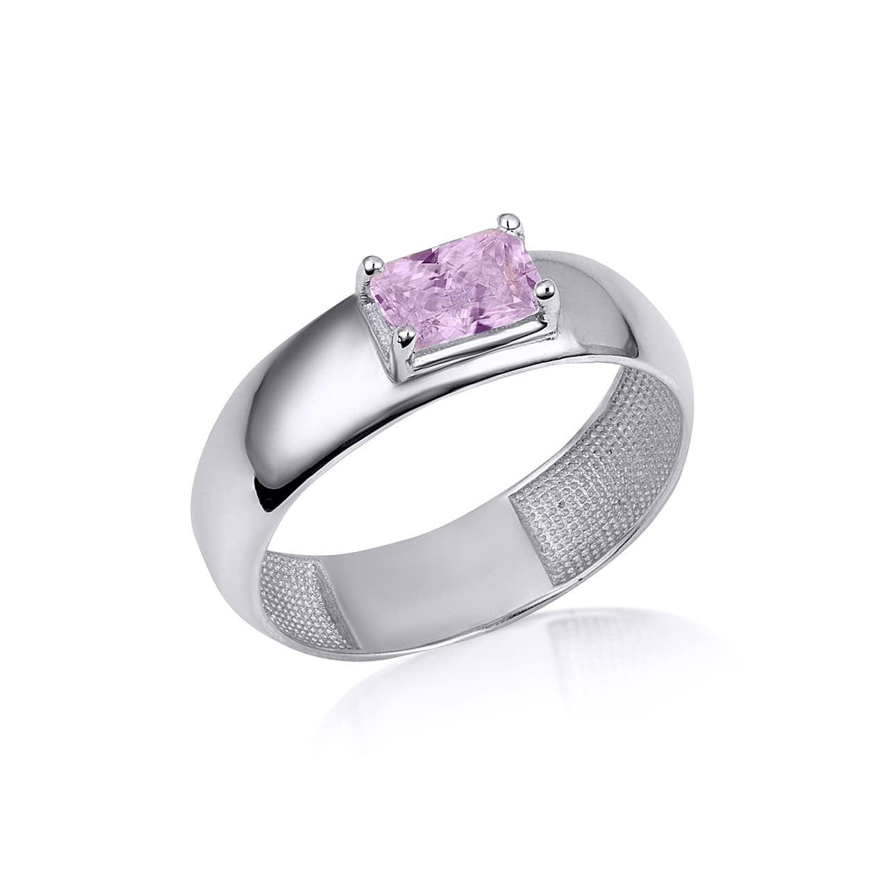 .925 Sterling Silver Radiant Cut Birthstone Ring