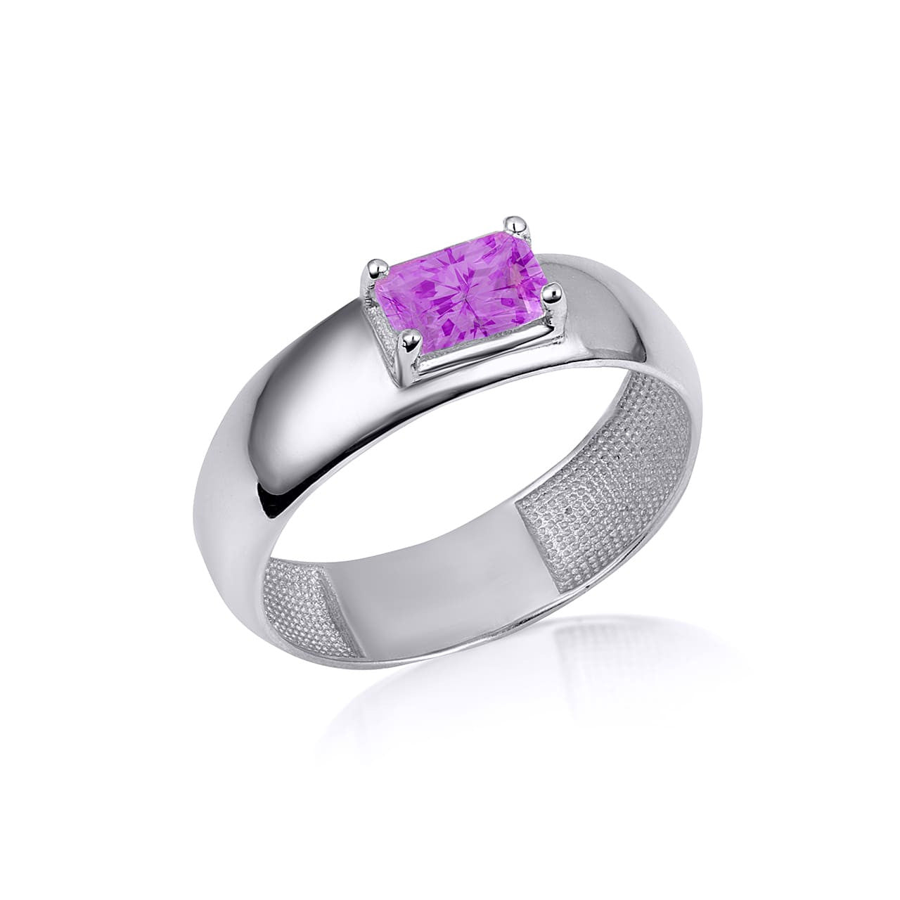 .925 Sterling Silver Radiant Cut Birthstone Ring