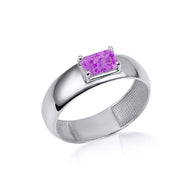 .925 Sterling Silver Radiant Cut Birthstone Ring