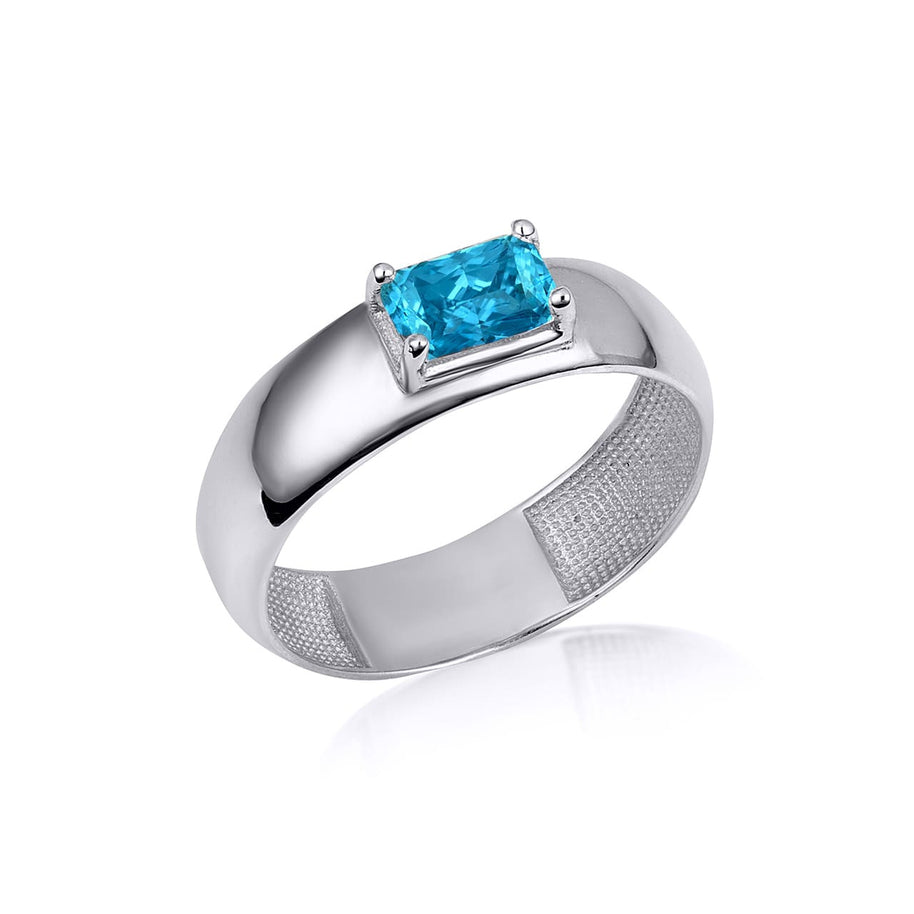 .925 Sterling Silver Radiant Cut Birthstone Ring