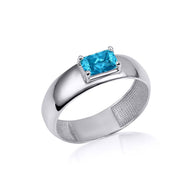 .925 Sterling Silver Radiant Cut Birthstone Ring
