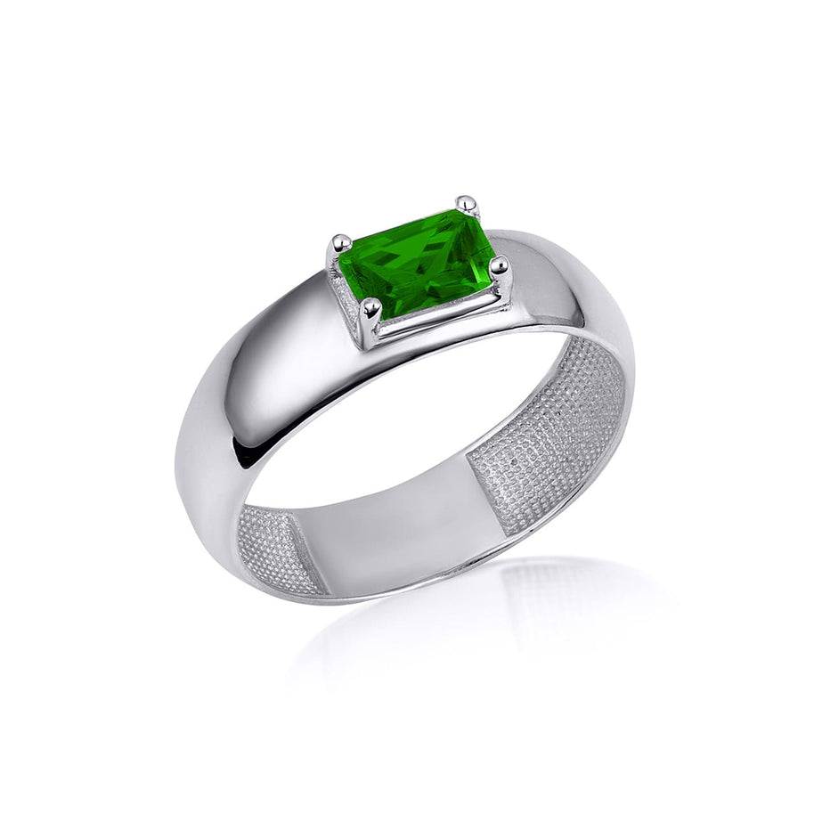 .925 Sterling Silver Radiant Cut Birthstone Ring