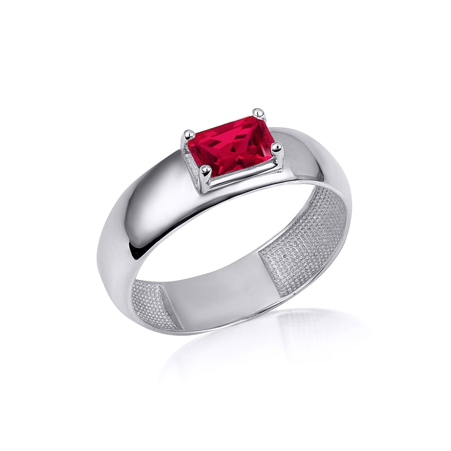 .925 Sterling Silver Radiant Cut Birthstone Ring