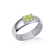 .925 Sterling Silver Radiant Cut Birthstone Ring