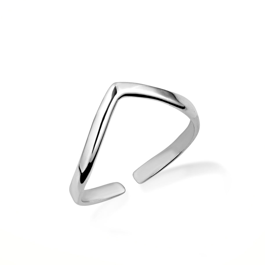 Gold Woman's Timeless Chevron Design Toe Ring (Available in Yellow/White Gold)