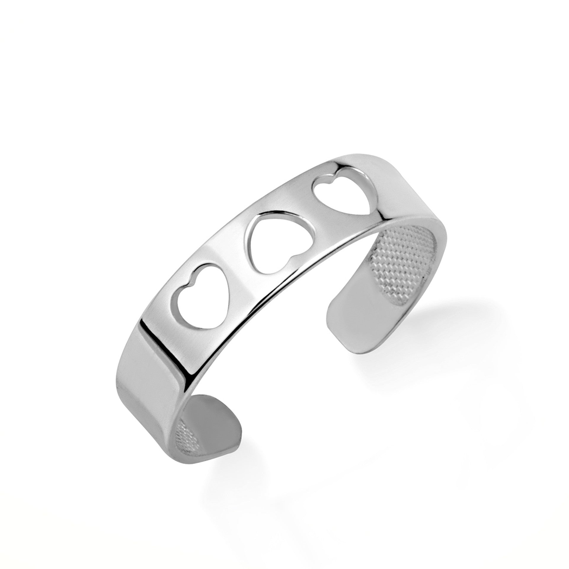 Gold Woman's Timeless Love Trio Heart Toe Ring (Available in Yellow/Rose/White Gold)
