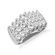 14K Gold Triple Row Lab Created Diamond Ring (Available in Small/Large & Yellow/Rose/White Gold)