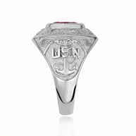 .925 Sterling Silver United States Navy Cubic Zirconia Birthstone Officially Licensed Men's Ring