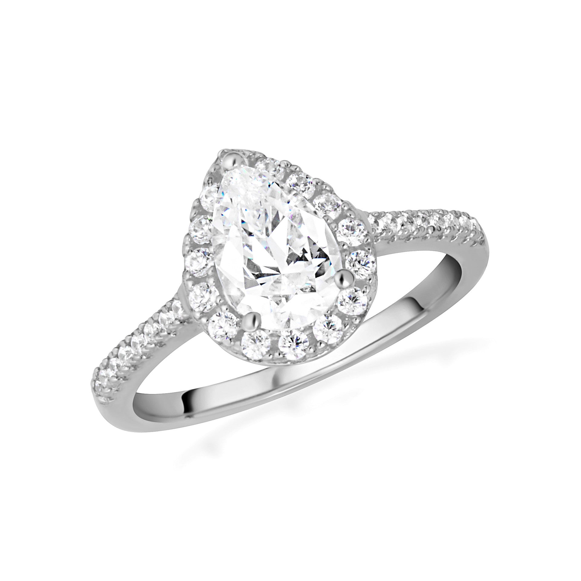 14k Gold Pear Cut Lab Grown Diamond Halo Engagement Ring 1.26cts