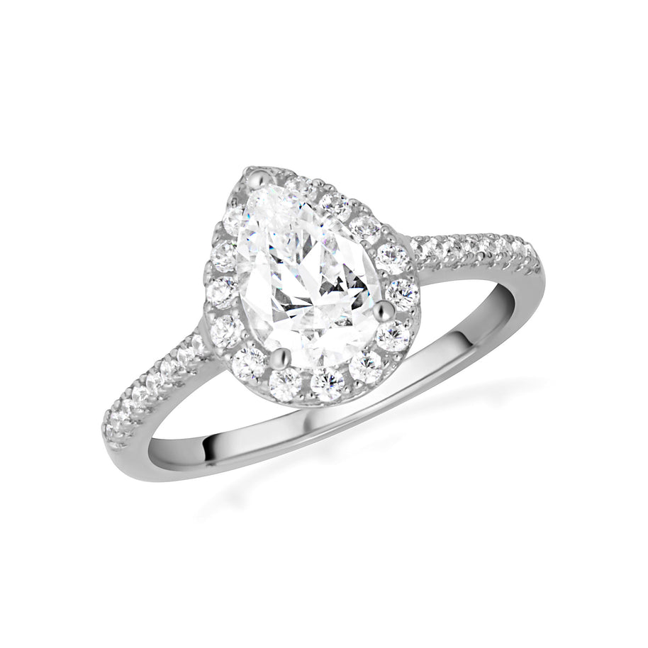 14k Gold Pear Cut Lab Grown Diamond Halo Engagement Ring 1.26cts