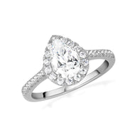 14k Gold Pear Cut Lab Grown Diamond Halo Engagement Ring 1.26cts
