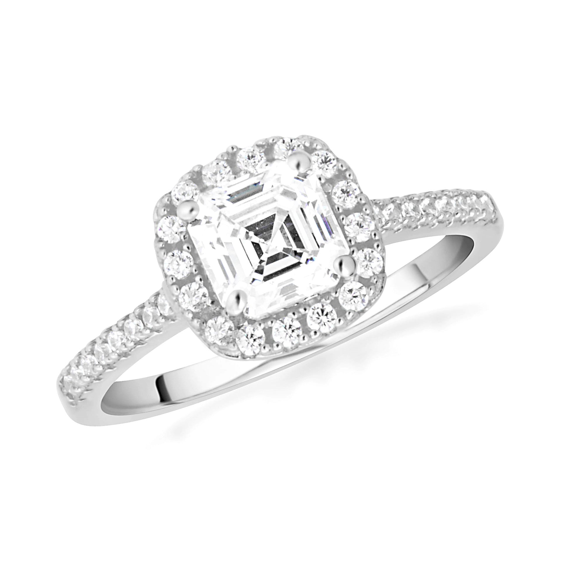 14k Gold Princess Cut Lab Grown Diamond Halo Engagement Ring