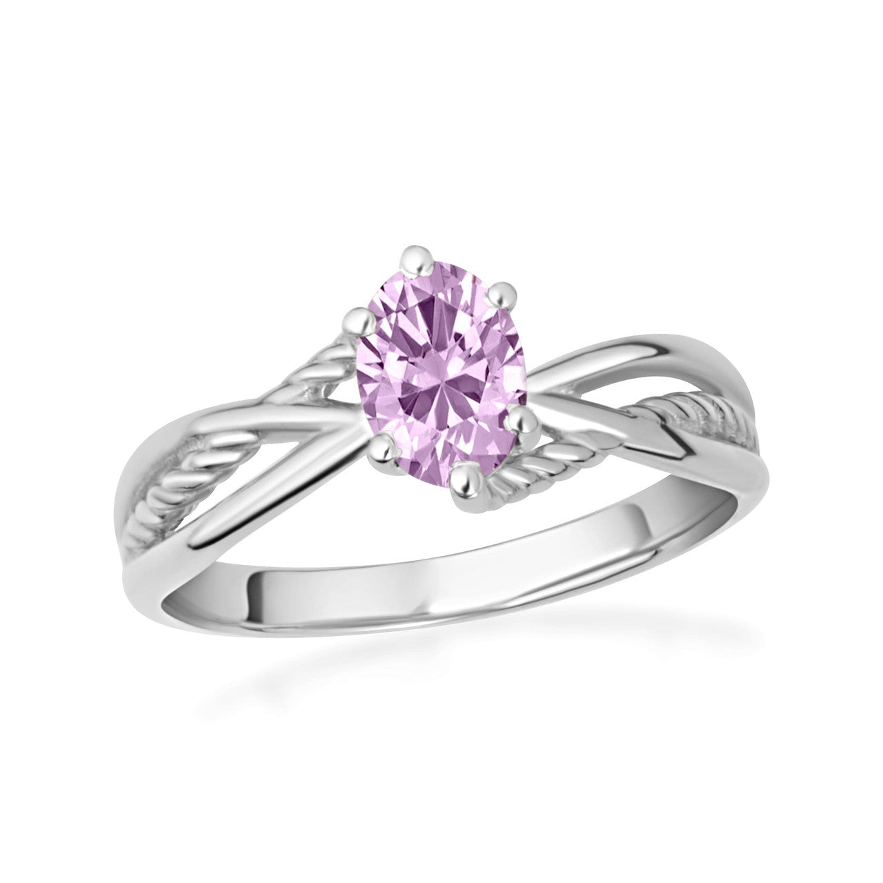 .925 Sterling Silver Custom Oval Birthstone Infinity Rope Band Ring