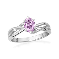.925 Sterling Silver Custom Oval Birthstone Infinity Rope Band Ring