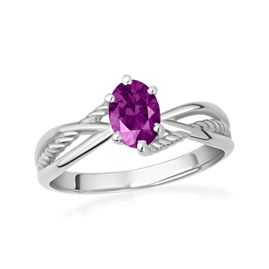 .925 Sterling Silver Custom Oval Birthstone Infinity Rope Band Ring
