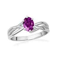 .925 Sterling Silver Custom Oval Birthstone Infinity Rope Band Ring