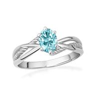 .925 Sterling Silver Custom Oval Birthstone Infinity Rope Band Ring