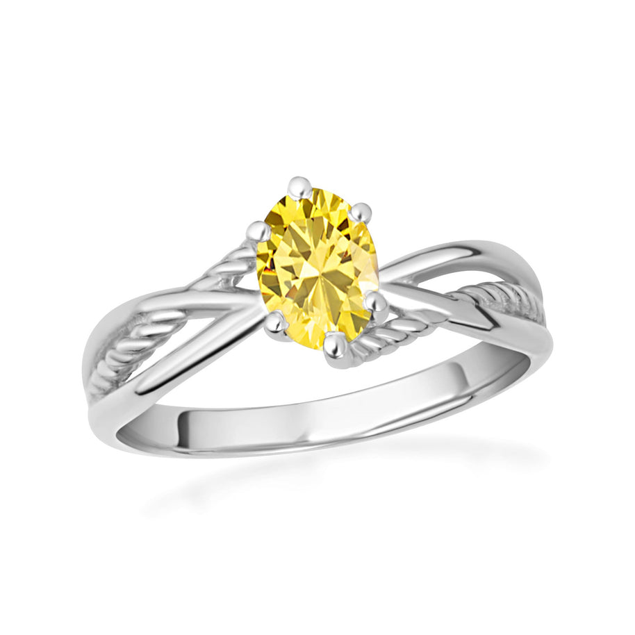 .925 Sterling Silver Custom Oval Birthstone Infinity Rope Band Ring