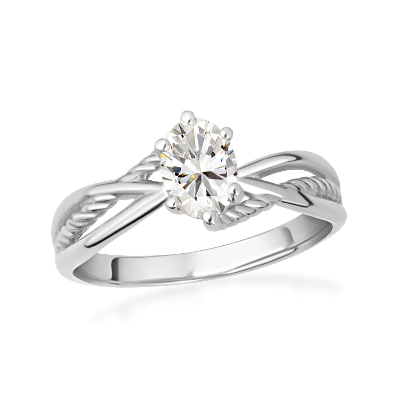 .925 Sterling Silver Custom Oval Birthstone Infinity Rope Band Ring