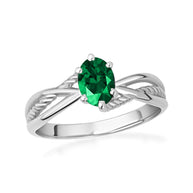 .925 Sterling Silver Custom Oval Birthstone Infinity Rope Band Ring