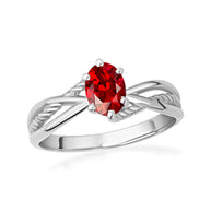 .925 Sterling Silver Custom Oval Birthstone Infinity Rope Band Ring