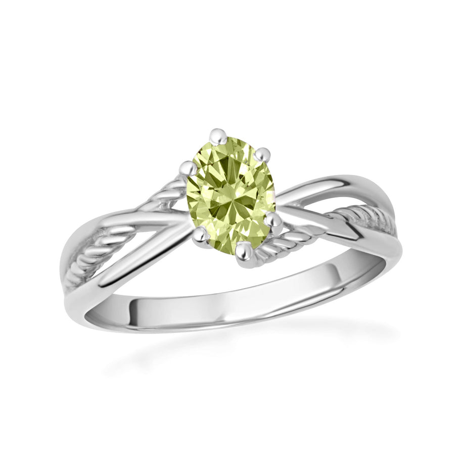 .925 Sterling Silver Custom Oval Birthstone Infinity Rope Band Ring