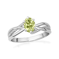 .925 Sterling Silver Custom Oval Birthstone Infinity Rope Band Ring