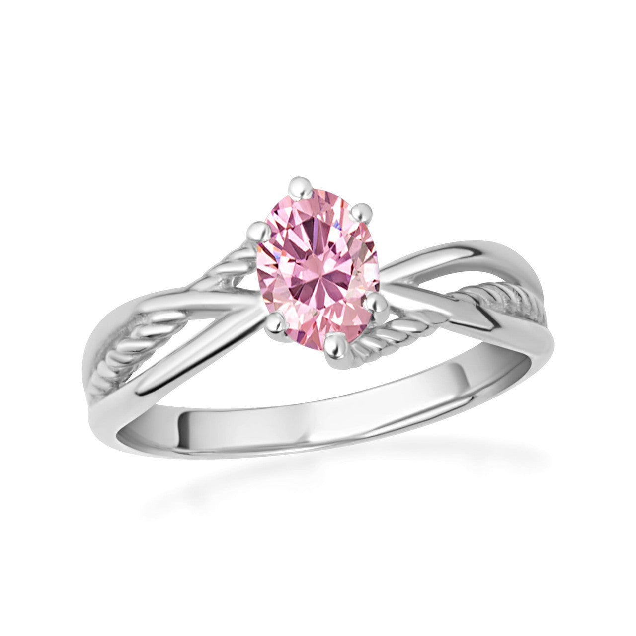 .925 Sterling Silver Custom Oval Birthstone Infinity Rope Band Ring