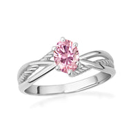 .925 Sterling Silver Custom Oval Birthstone Infinity Rope Band Ring