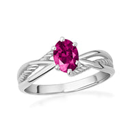 .925 Sterling Silver Custom Oval Birthstone Infinity Rope Band Ring