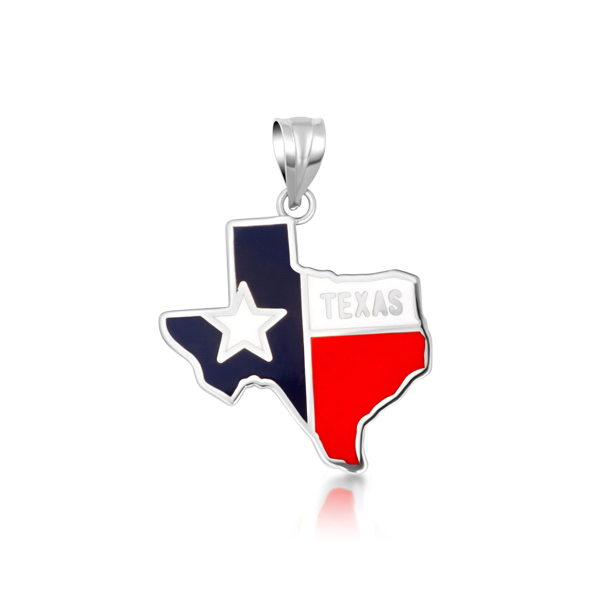 .925 Sterling Silver Enamel Texas Lone Star State Pendant Necklace