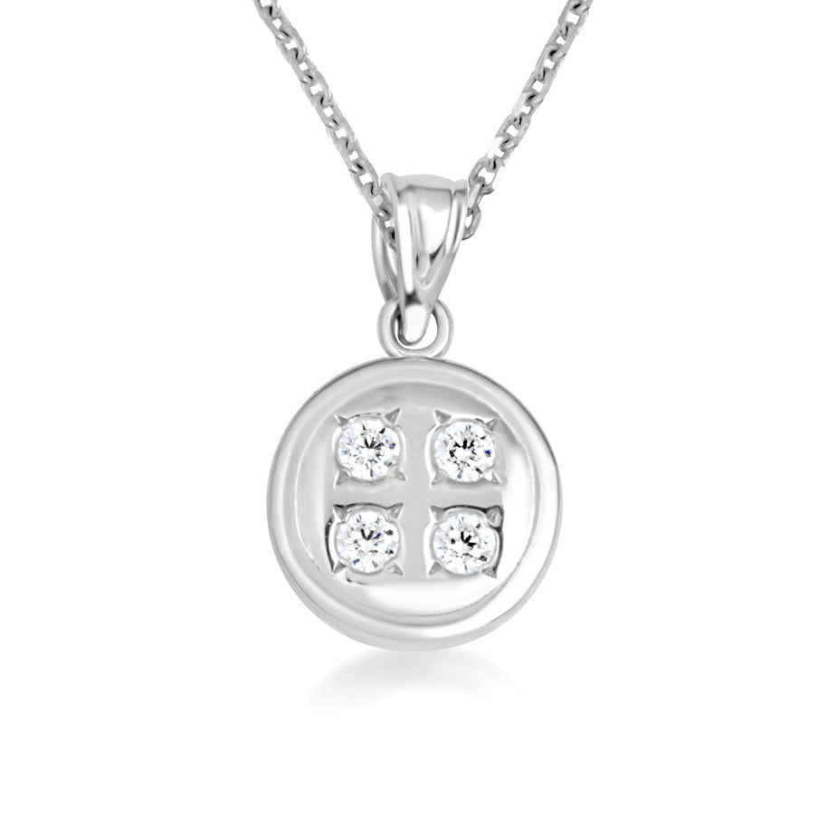 Gold Diamond Button Pendant Necklace (Available in Yellow/Rose/White Gold)