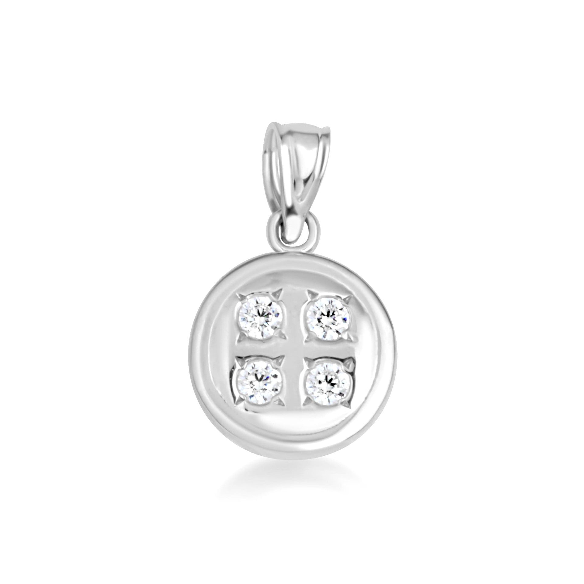 Gold Diamond Button Pendant Necklace (Available in Yellow/Rose/White Gold)
