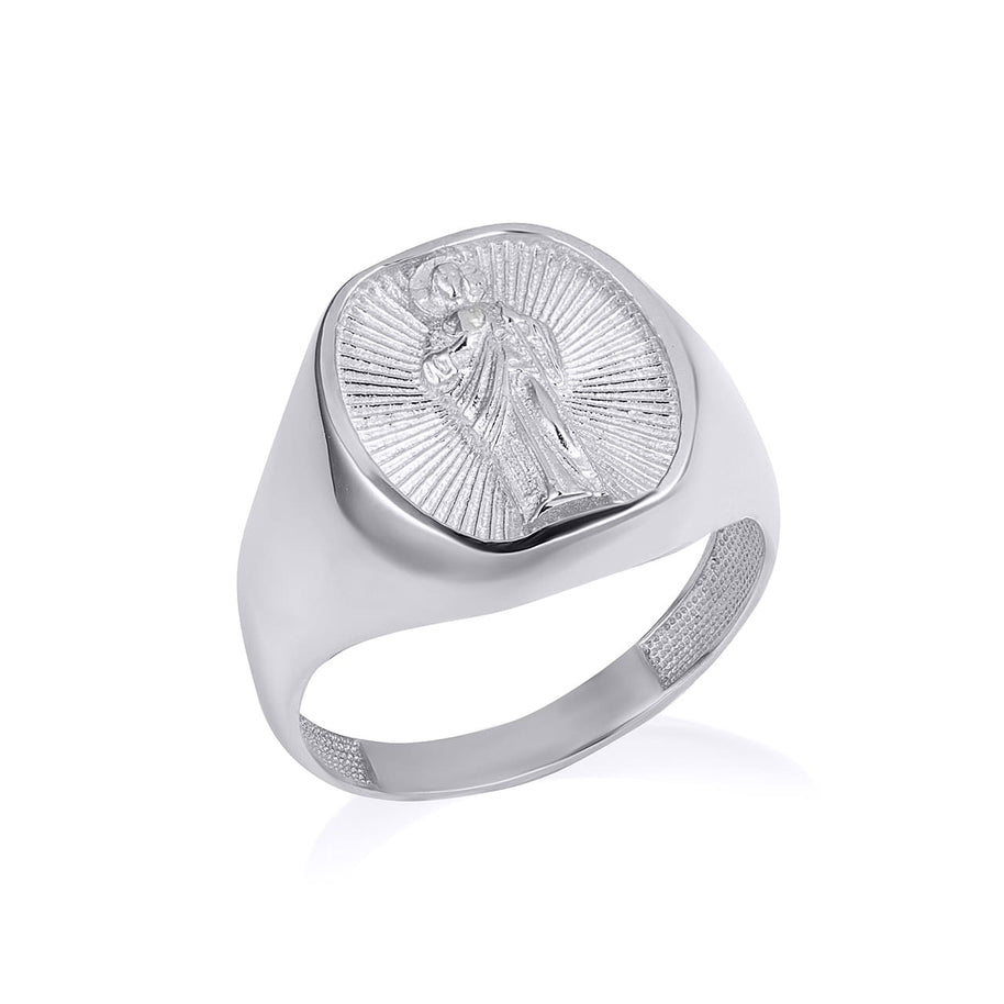 Gold Religious Patron Saint Jude Oval Signet Ring (Available in Yellow/Rose/White Gold)