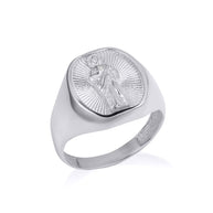 Gold Religious Patron Saint Jude Oval Signet Ring (Available in Yellow/Rose/White Gold)