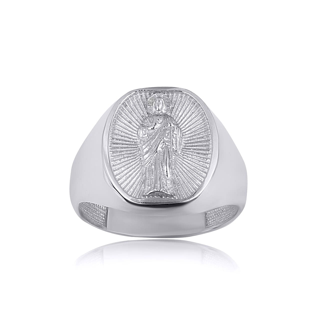 Gold Religious Patron Saint Jude Oval Signet Ring (Available in Yellow/Rose/White Gold)
