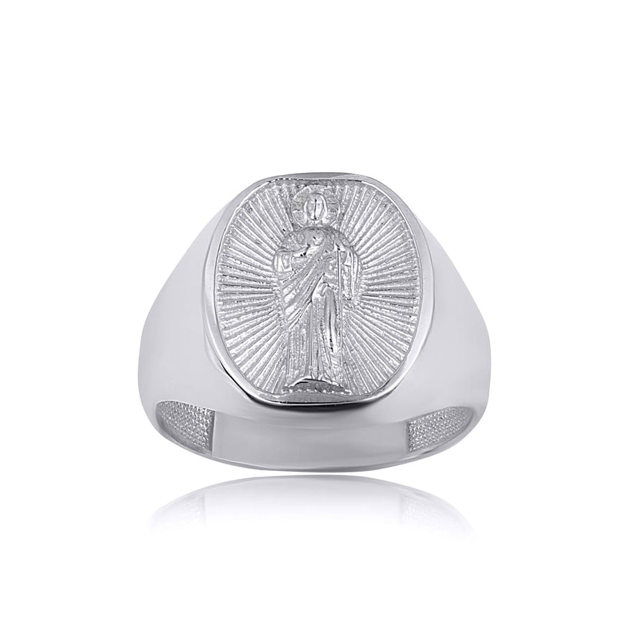 Gold Religious Patron Saint Jude Oval Signet Ring (Available in Yellow/Rose/White Gold)