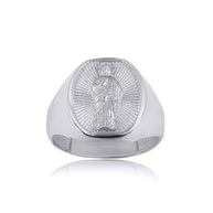 Gold Religious Patron Saint Jude Oval Signet Ring (Available in Yellow/Rose/White Gold)