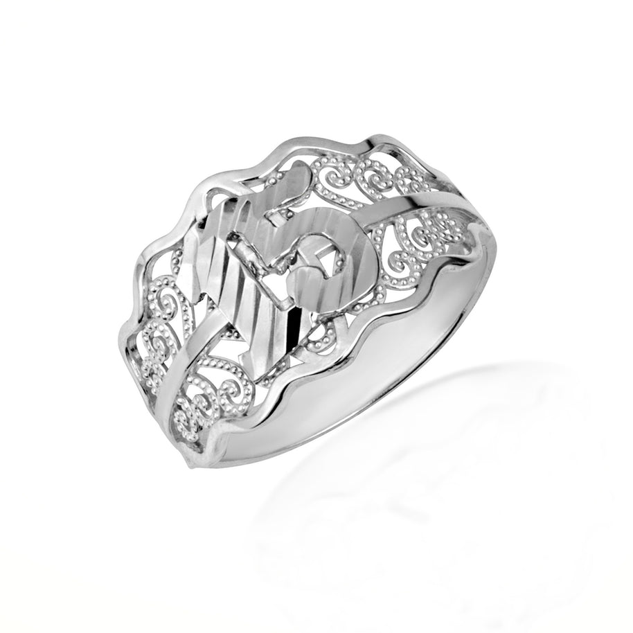 Gold Woman's Cherished 15 Años Ring (Available in Yellow/White Gold)