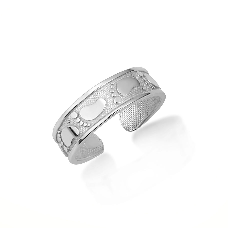 Gold Woman's Pathway Footprint Toe Ring (Available in Yellow/Rose/White Gold)