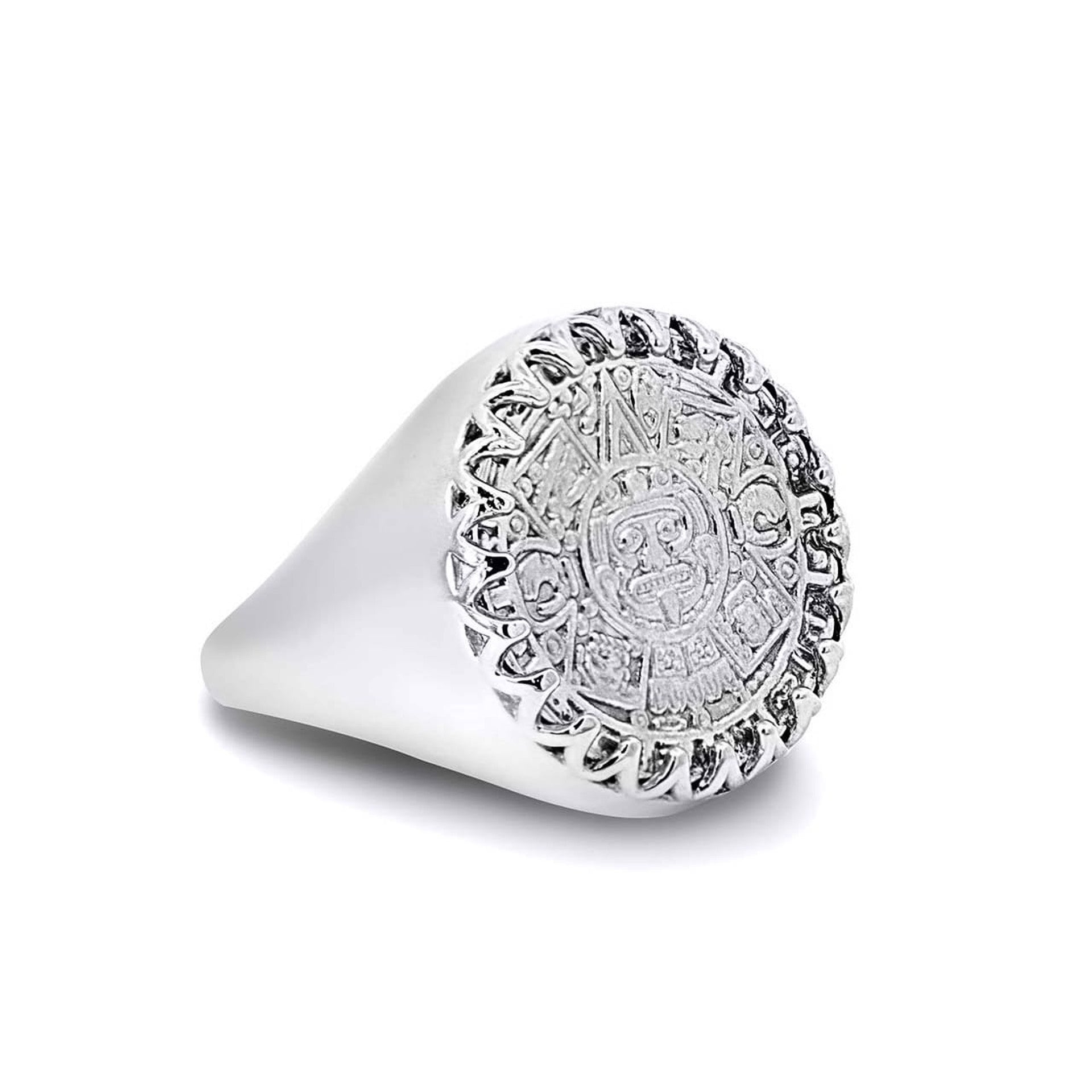 10K/14K Gold Aztec Mayan Sun Calendar Signet Ring