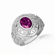 .925 Sterling Silver United States Navy Cubic Zirconia Birthstone Officially Licensed Men's Ring