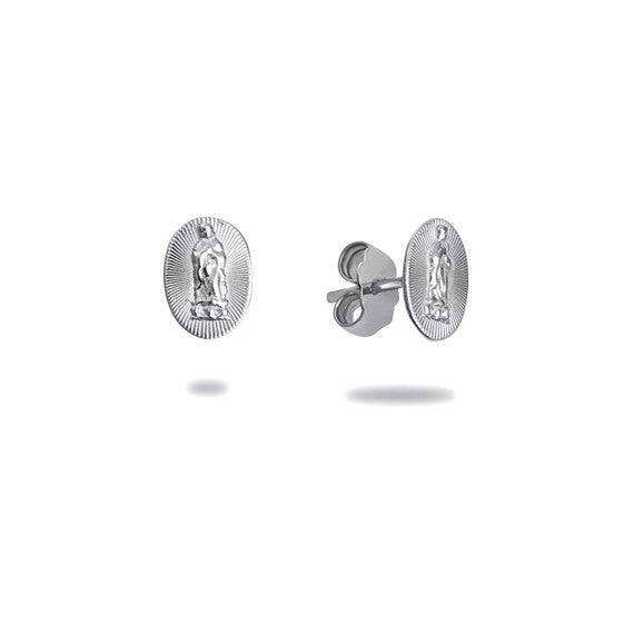 Gold Mother Mary Stud Earrings (Available in Yellow/White Gold)