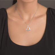 .925 Sterling Silver Medium Curved Heart Pendant Necklace