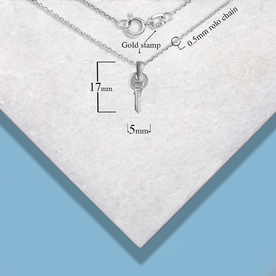 .925 Sterling Silver Key Pendant Necklace