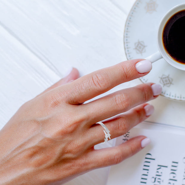 .925 Sterling Silver Double Lighting Thunder Bolt Electric Ring
